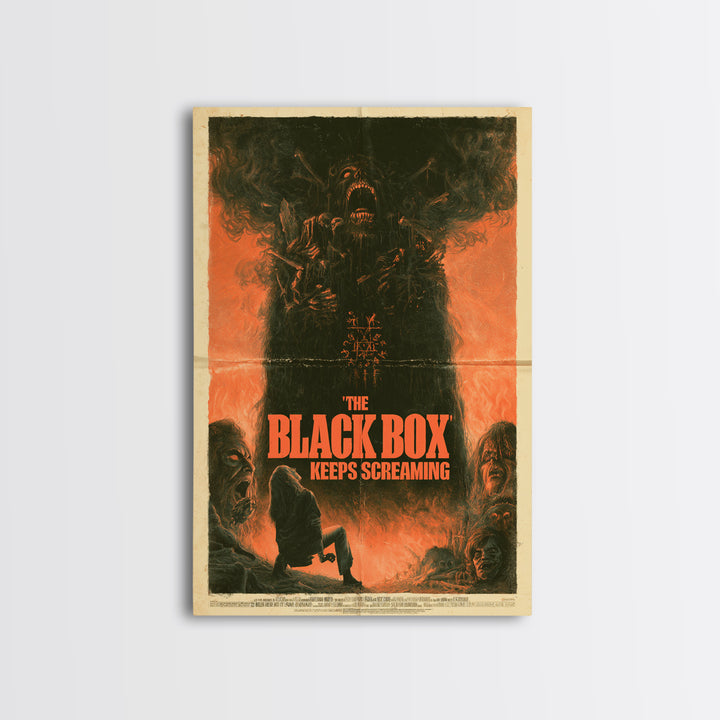 The Black Box Keeps Screaming, English Language Horror Movie Poster, 1970s Horror Art, Retro Horror Movie Art, Framed Canvas Print