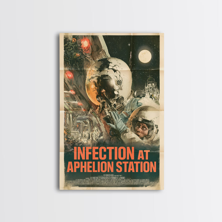 Infection At Aphelion Station, English Language Horror Movie Poster, Giallo Horror Art, Gothic Cinema Wall Art, Canvas Print