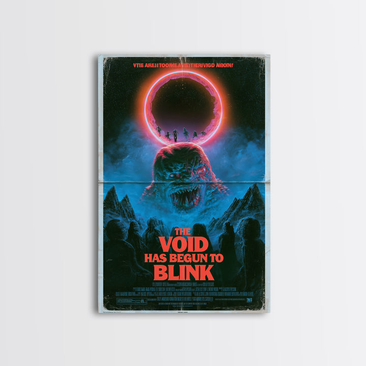 The Void Has Begun To Blink, English Language Horror Movie Poster, 1980s Vhs Nightmare Cover Inspired Art, Cult Horror Poster, Canvas Print