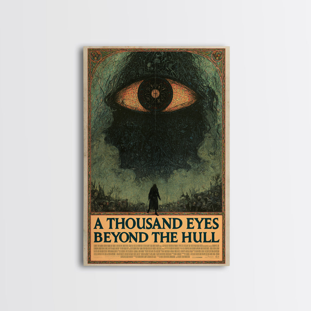 A Thousand Eyes Beyond The Hull, English Language Horror Movie Poster, Stained Glass Gothic Art, Classic Monster Poster, Canvas Print