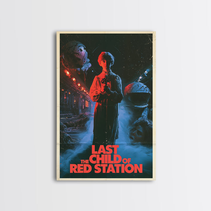 The Last Child Of Red Station, English Language Horror Movie Poster, 1980s Vhs Nightmare Cover Inspired Art, Retro Horror Movie Art