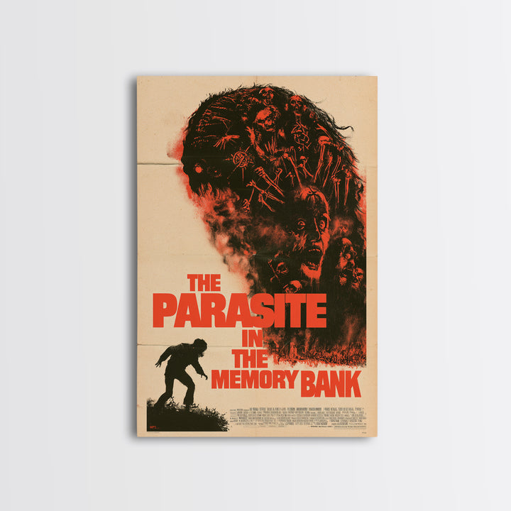 The Parasite In The Memory Bank, English Language Horror Movie Poster, 1970s Horror Art, Gothic Cinema Wall Art, Framed Canvas Print