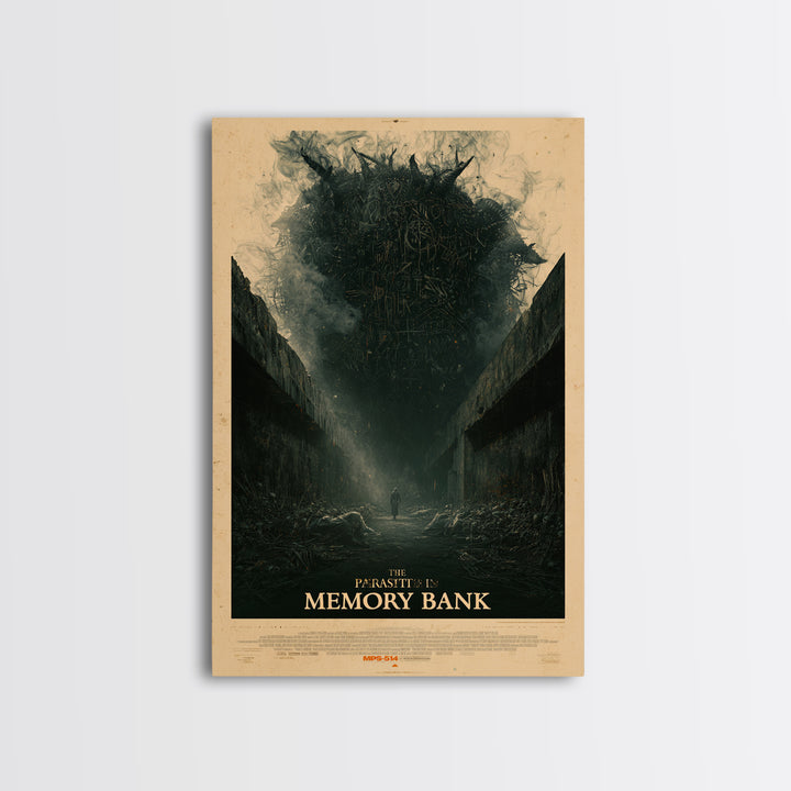 The Parasite In The Memory Bank, English Language Horror Movie Poster, Gothic Nightmare Art, Classic Monster Poster, Horror Wall Decor