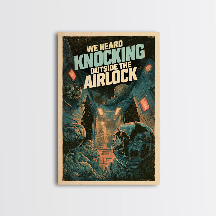 We Heard Knocking Outside The Airlock, English Language Horror Movie Poster, Decadent Line Art, Classic Monster Poster