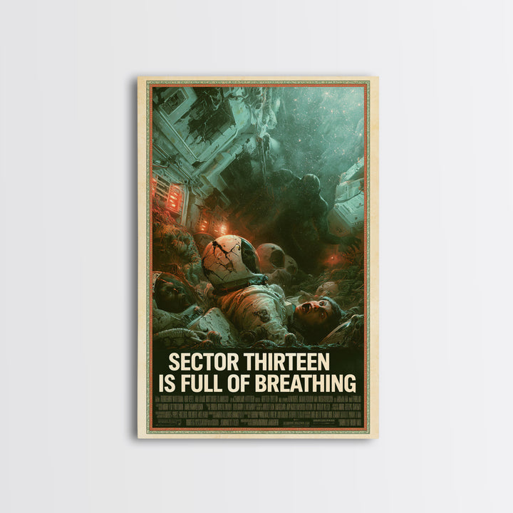 Sector Thirteen Is Full Of Breathing, English Language Horror Movie Poster, Gothic Nightmare Art, Classic Monster Poster