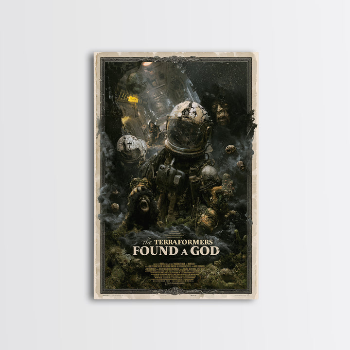 The Terraformers Found A God, English Language Horror Movie Poster, Dark Romantic Horror Art, Cult Horror Poster, Canvas Print