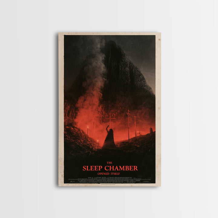 The Sleep Chamber Opened Itself, English Language Horror Movie Poster, 1930s Horror Art, Gothic Cinema Wall Art, Framed Canvas Print