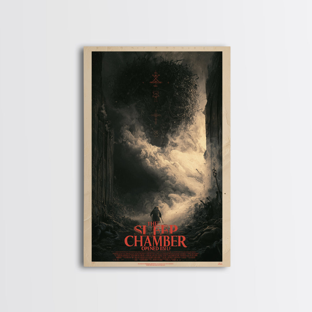 The Sleep Chamber Opened Itself, English Language Horror Movie Poster, Dark Romantic Horror Art, Gothic Cinema Wall Art, Canvas Print