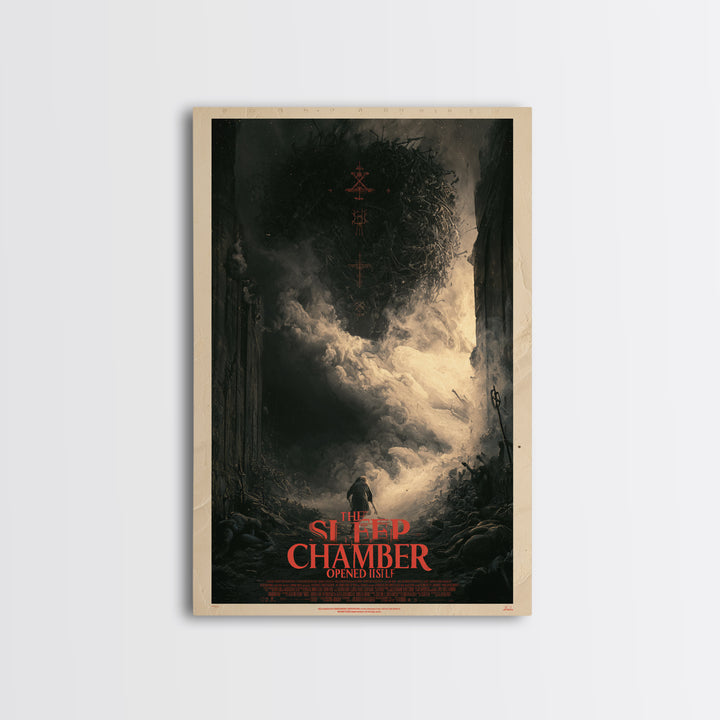 The Sleep Chamber Opened Itself, English Language Horror Movie Poster, Dark Romantic Horror Art, Gothic Cinema Wall Art, Canvas Print