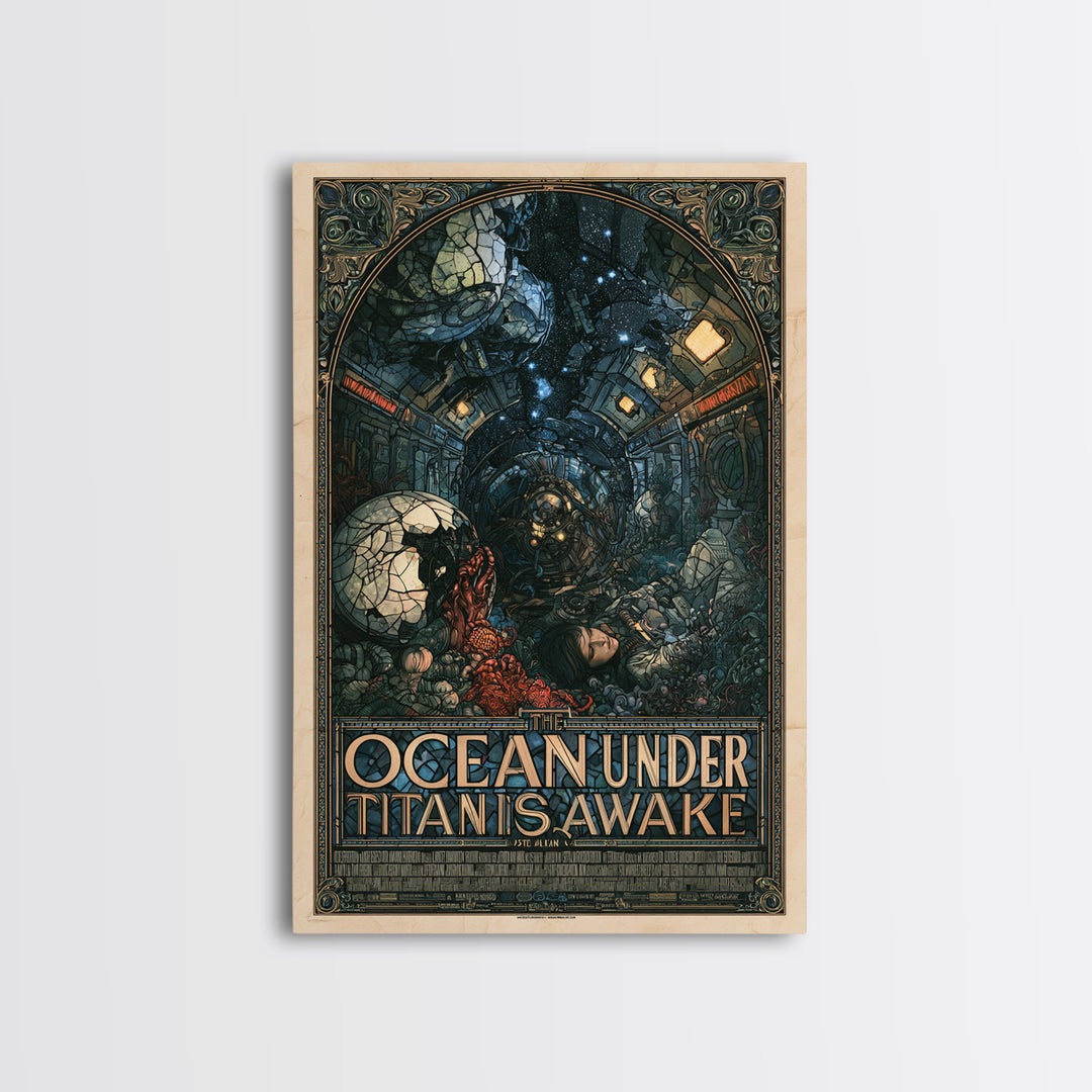 The Ocean Under Titan Is Awake, English Language Horror Movie Poster, Stained Glass Gothic Art, Cult Horror Poster, Canvas Print