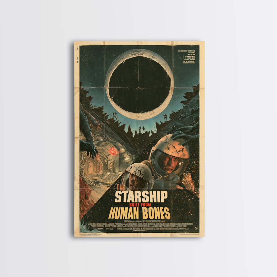 The Starship Built From Human Bones, English Language Horror Movie Poster, Giallo Horror Art, Retro Horror Movie Art, Framed Canvas Print