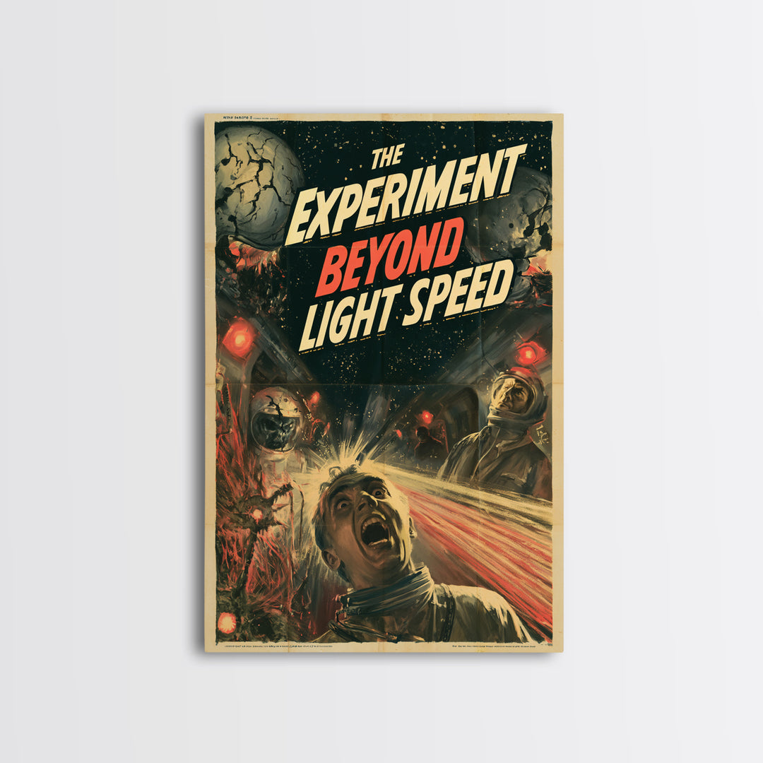 The Experiment Beyond Light Speed, English Language Horror Movie Poster, 1950s Creature-Feature One-Sheet Inspired Art, Cult Horror Poster
