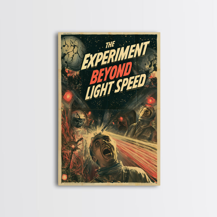 The Experiment Beyond Light Speed, English Language Horror Movie Poster, 1950s Creature-Feature One-Sheet Inspired Art, Cult Horror Poster