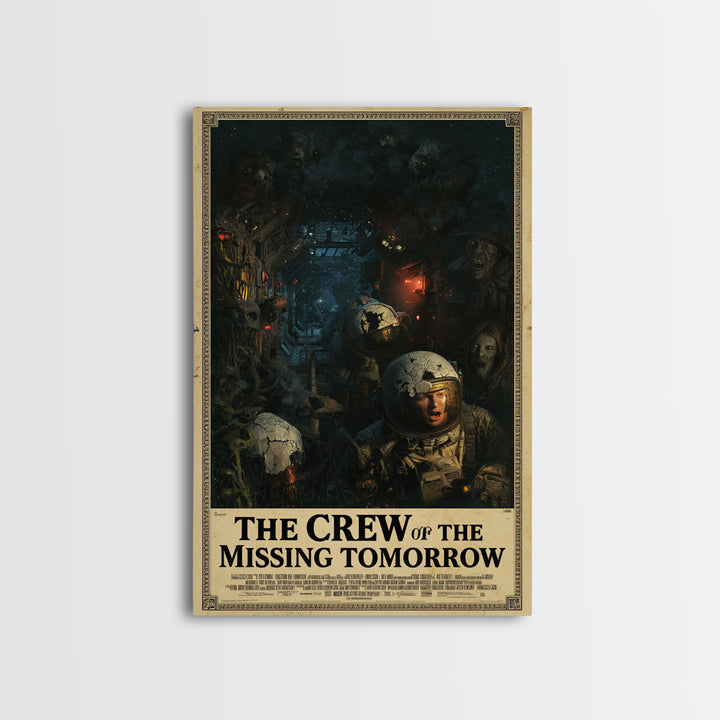 The Crew Of The Missing Tomorrow, English Language Horror Movie Poster, Dark Romantic Horror Art, Retro Horror Movie Art, Canvas Print