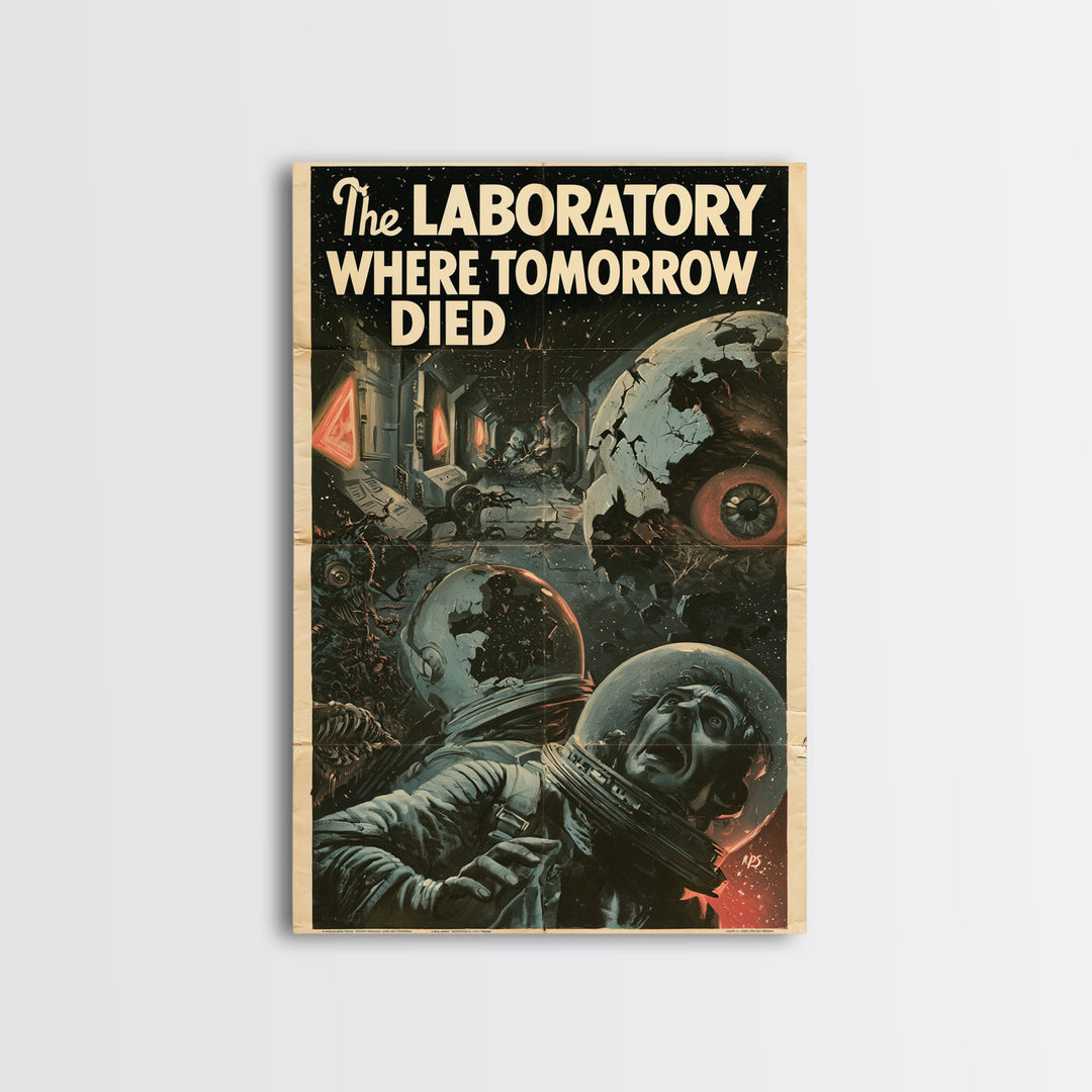 The Laboratory Where Tomorrow Died, English Language Horror Movie Poster, 1930s Horror Art, Gothic Cinema Wall Art, Canvas Print