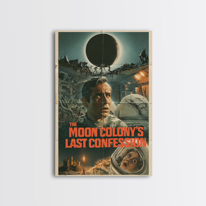 The Moon Colony'S Last Confession, English Language Horror Movie Poster, 1960s Horror Art, Cult Horror Poster, Canvas Print
