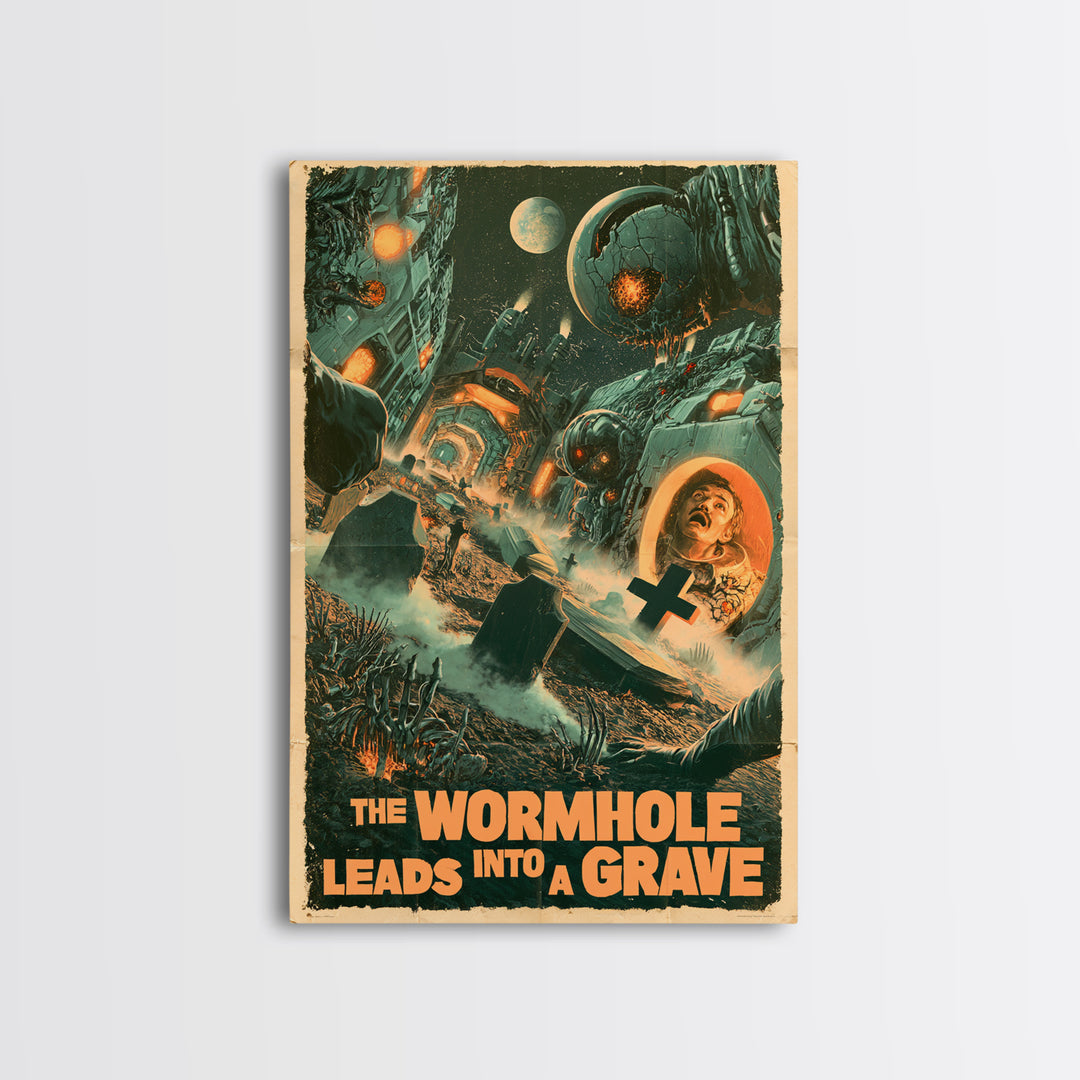 The Wormhole Leads Into A Grave, English Language Horror Movie Poster, Giallo Horror Art, Gothic Cinema Wall Art, Canvas Print