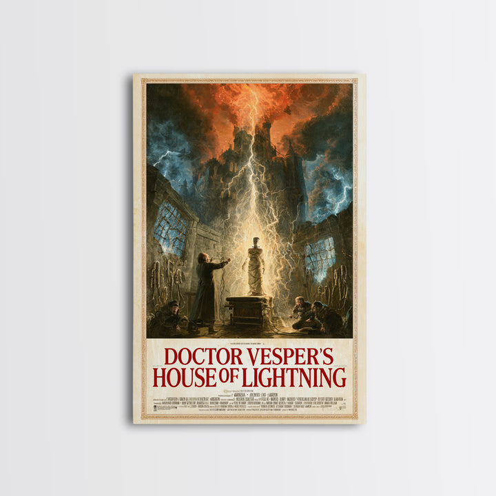 Doctor Vesper'S House Of Lightning, English Language Horror Movie Poster, Apocalyptic Romantic Art, Retro Horror Movie Art, Dark Fantasy Art