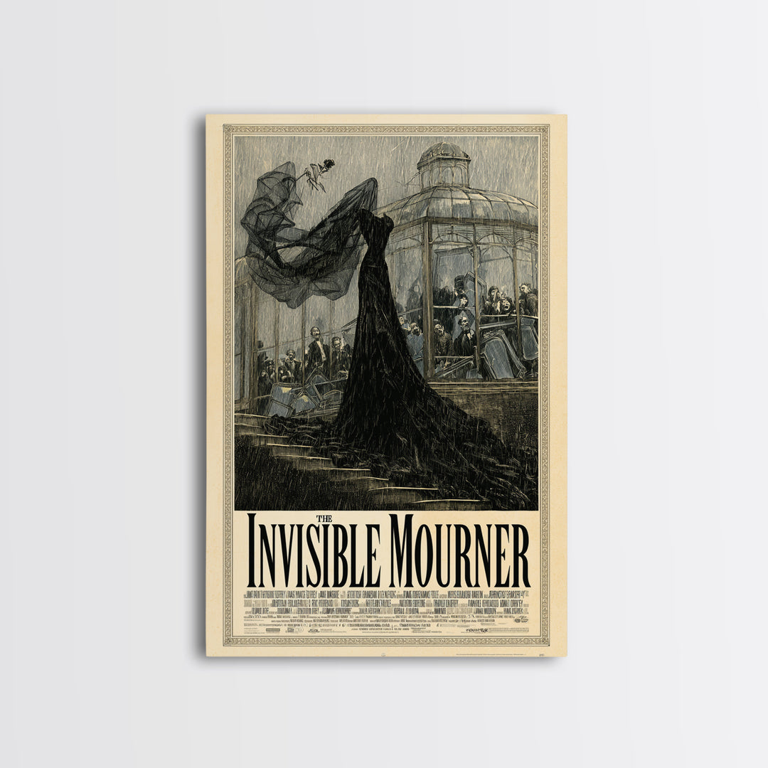The Invisible Mourner, English Language Horror Movie Poster, Victorian Macabre Art, Cult Horror Poster, Framed Canvas Print