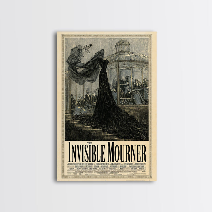 The Invisible Mourner, English Language Horror Movie Poster, Victorian Macabre Art, Cult Horror Poster, Framed Canvas Print