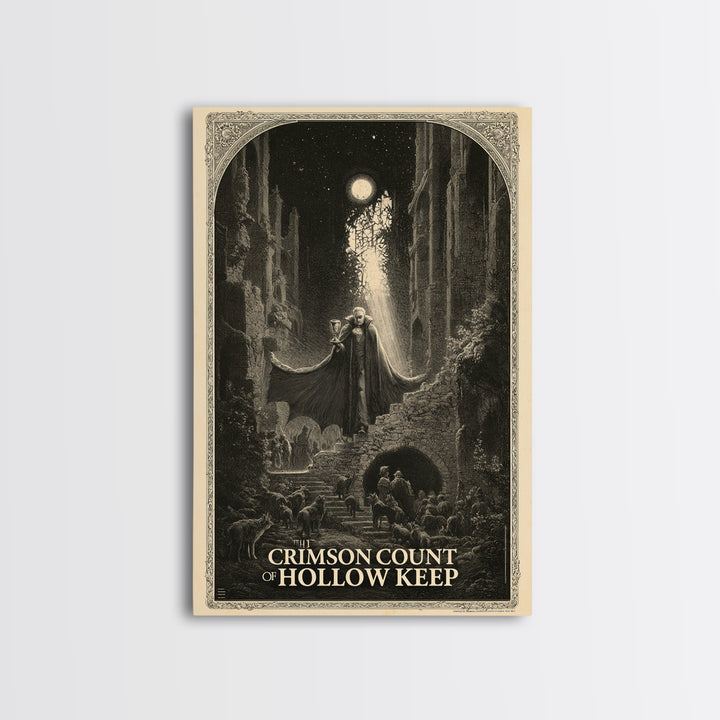 The Crimson Count Of Hollow Keep, English Language Horror Movie Poster, Gothic Engraving Art, Cult Horror Poster, Canvas Print