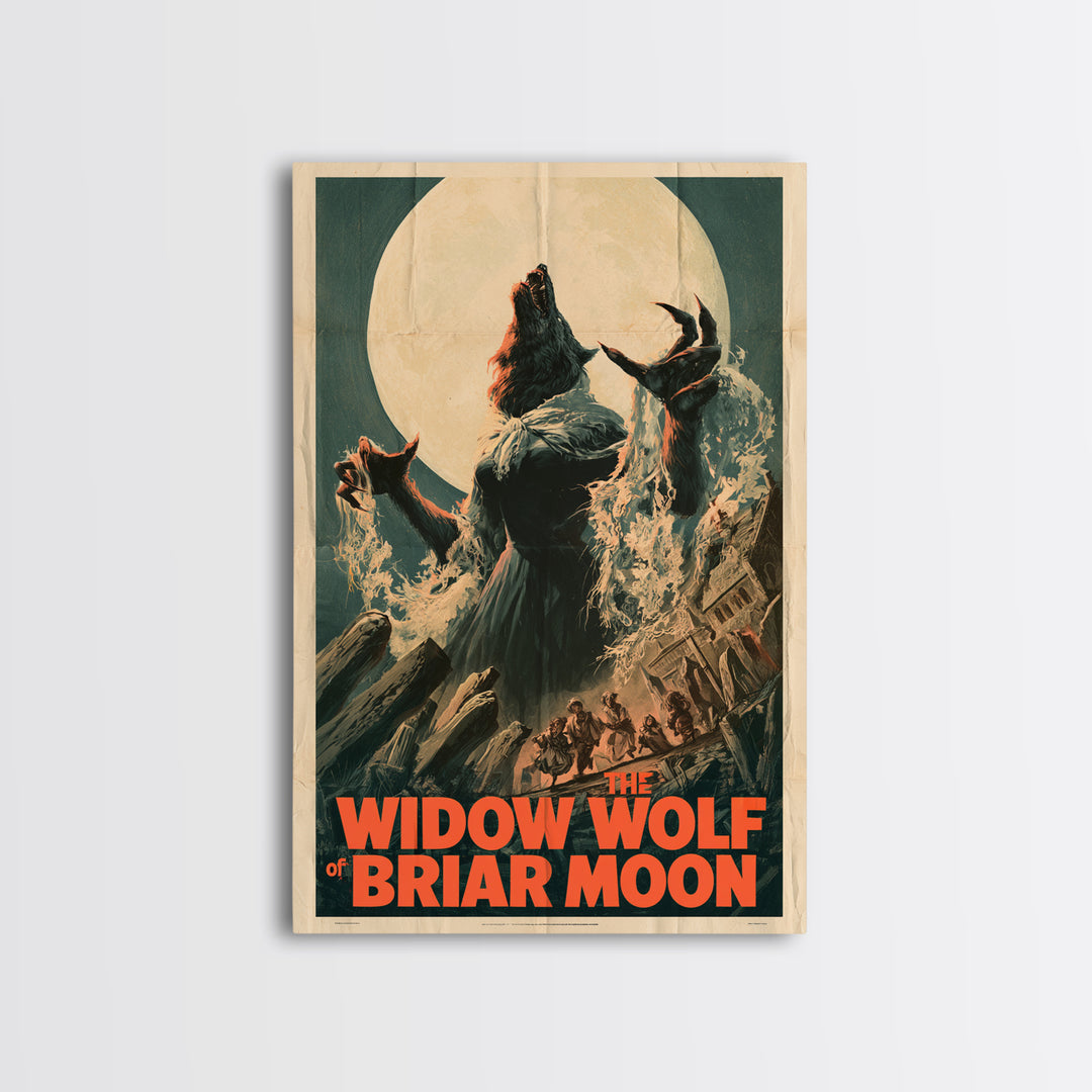 The Widow Wolf Of Briar Moon, English Language Horror Movie Poster, 1970s Horror Art, Retro Horror Movie Art, Framed Canvas Print