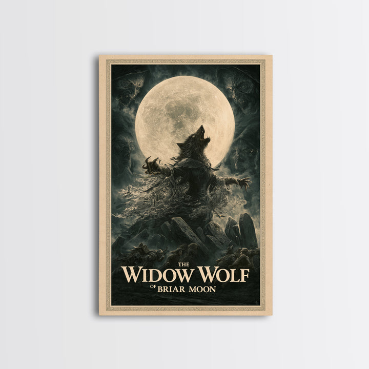 The Widow Wolf Of Briar Moon, English Language Horror Movie Poster, Dark Romantic Horror Art, Classic Monster Poster, Framed Canvas Print