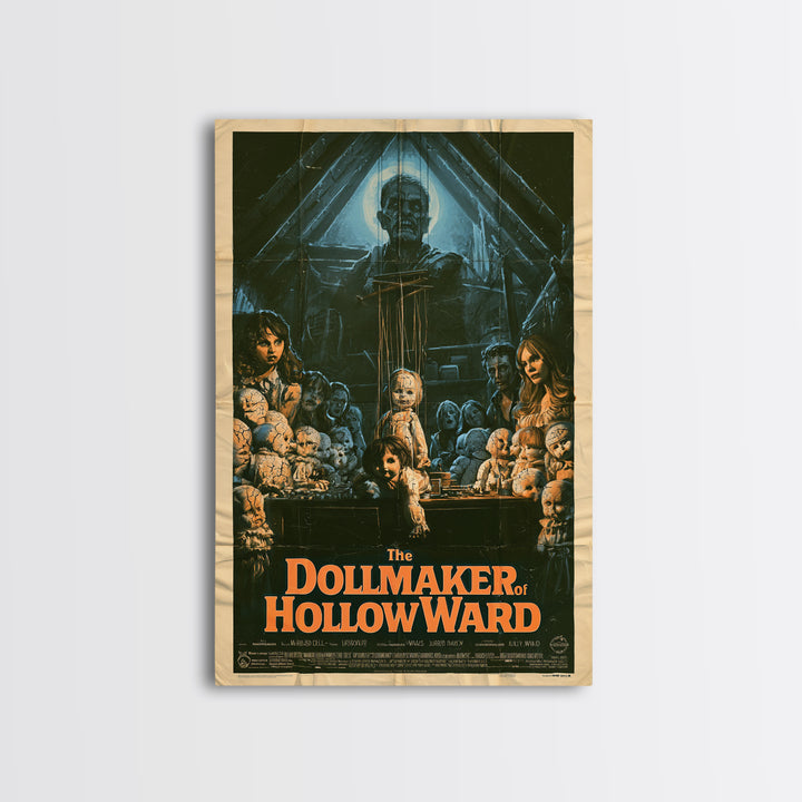 The Dollmaker Of Hollow Ward, English Language Horror Movie Poster, 1970s Horror Art, Retro Horror Movie Art, Canvas Print, Dark Fantasy Art