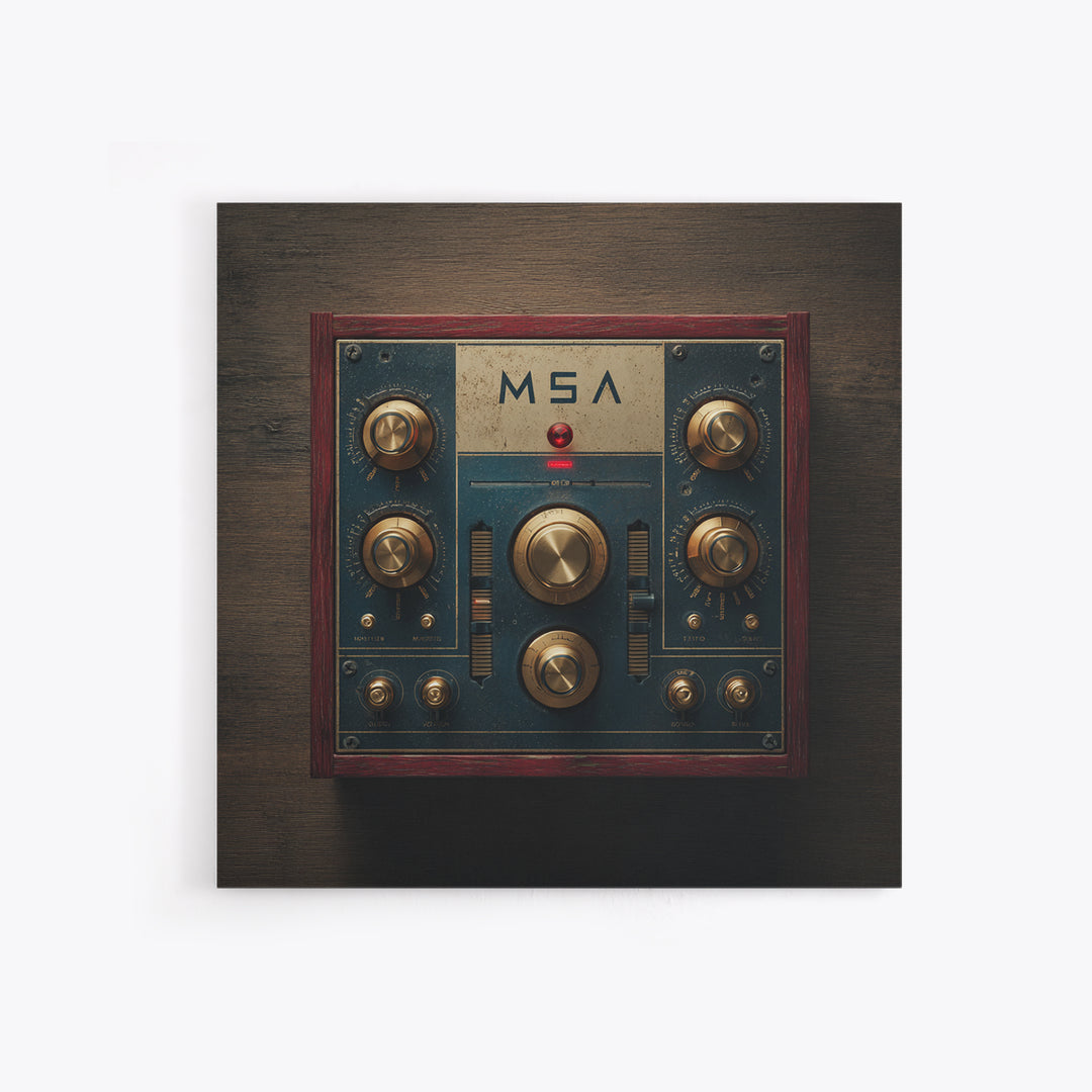 Synthesizer Knobs and Neon Reflections Canvas Print, Music Studio Art, Music Art, Studio Decor, Fine Art, Rhythm, Modern Decor, MSA-1x1-10