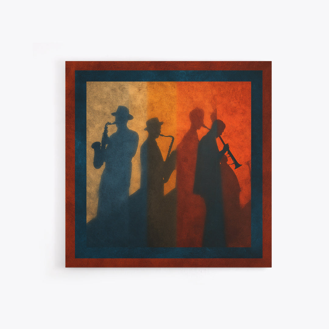 Jazz Quartet Silhouettes Canvas Print, Music Studio Art, Music Posters, Studio Decor, Oil Painting, Rhythm, Music Lover, MSA-1x1-22
