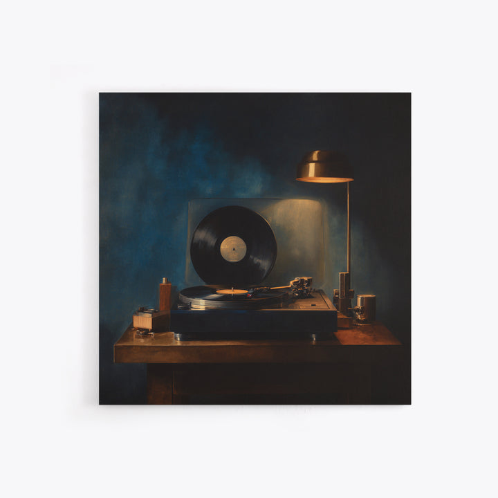 Vinyl Record and Turntable Still Life Canvas Print, Music Studio Art, Modern Wall Art, Studio Decor, Abstract Art, Rhythm, MSA-1x1-3
