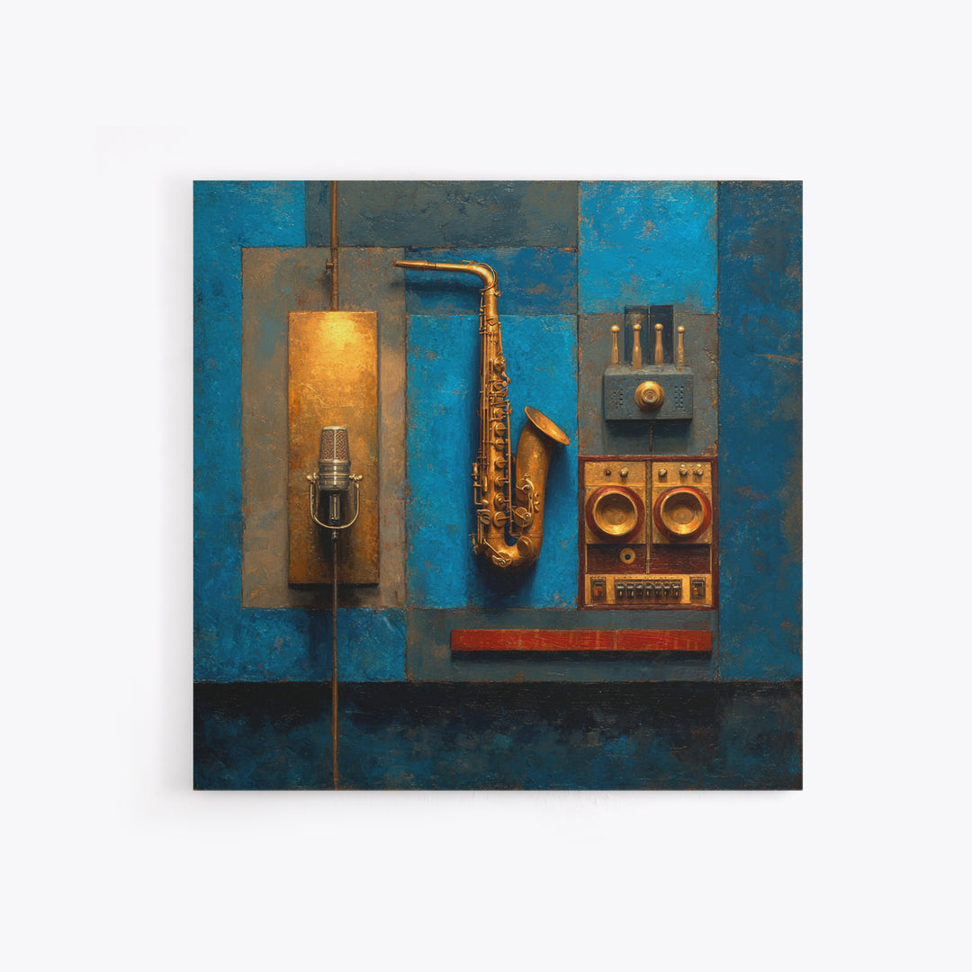 Soundproof Foam Pattern Transformed into Art Canvas Print, Music Studio Art, Commission Painting, Studio Decor, Rhythm, MSA-1x1-43