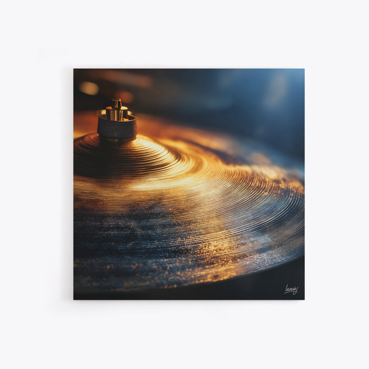 Gold Cymbal Closeup Framed Canvas Print, Music Studio Art, Wall Decor, Studio Decor, Fine Art, Rhythm, Wall Art Printable, MSA-1x1-48