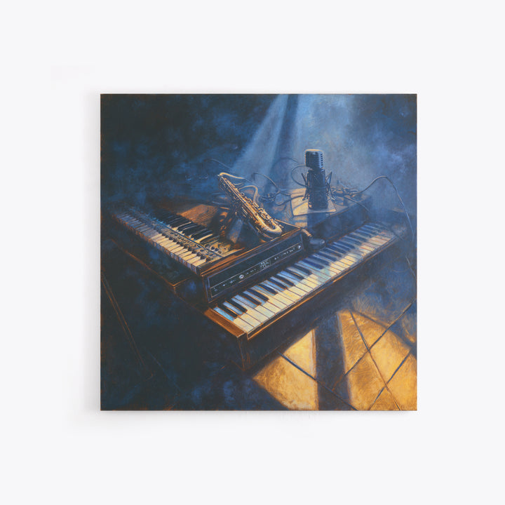 Piano Keys with Hands in Cinematic Shadow Framed Canvas Print, Music Studio Art, Fine Art Print, Studio Decor, Fine Art, Rhythm, MSA-1x1-53