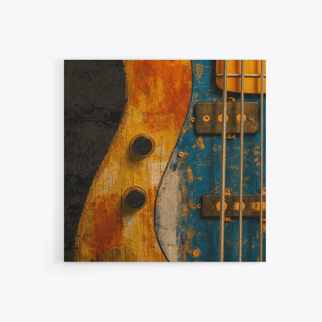 Bass Guitar Closeup Framed Canvas Print, Music Studio Art, Music Lover, Studio Decor, Oil Painting, Rhythm, Minimalist Decor, MSA-1x1-61
