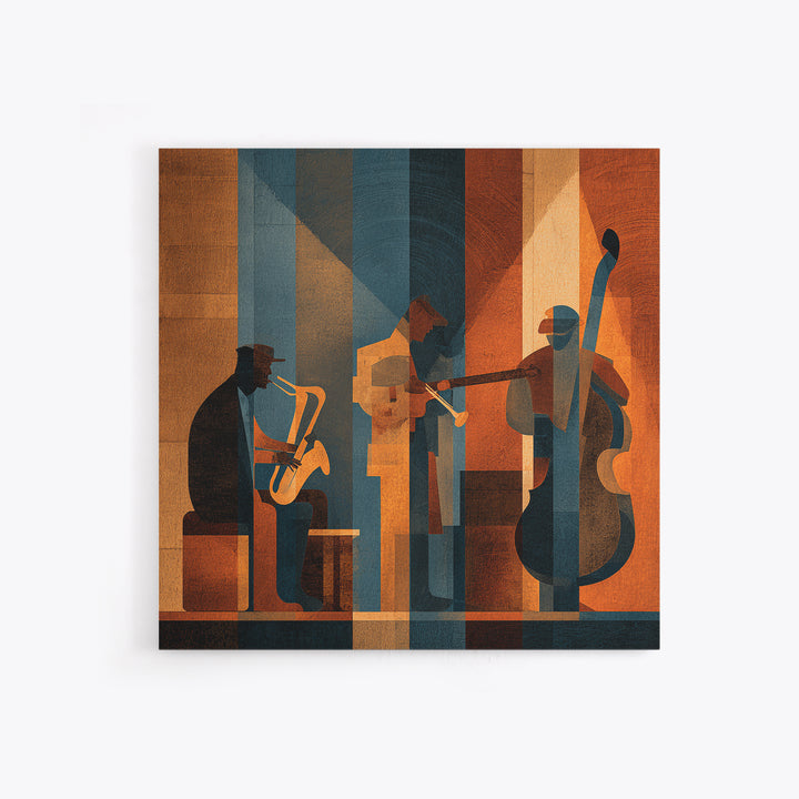 Jazz Quartet Silhouettes Framed Canvas Print, Music Studio Art, Travel Wall Art, Studio Decor, Fine Art, Rhythm, Boho Decor, MSA-1x1-70