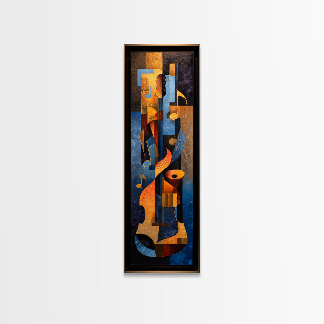 Musical Notes as Abstract Floating Shapes Without Framed Canvas Print, Music Studio Art, Art Print, Studio Decor, Rhythm, MSA-1x3-24