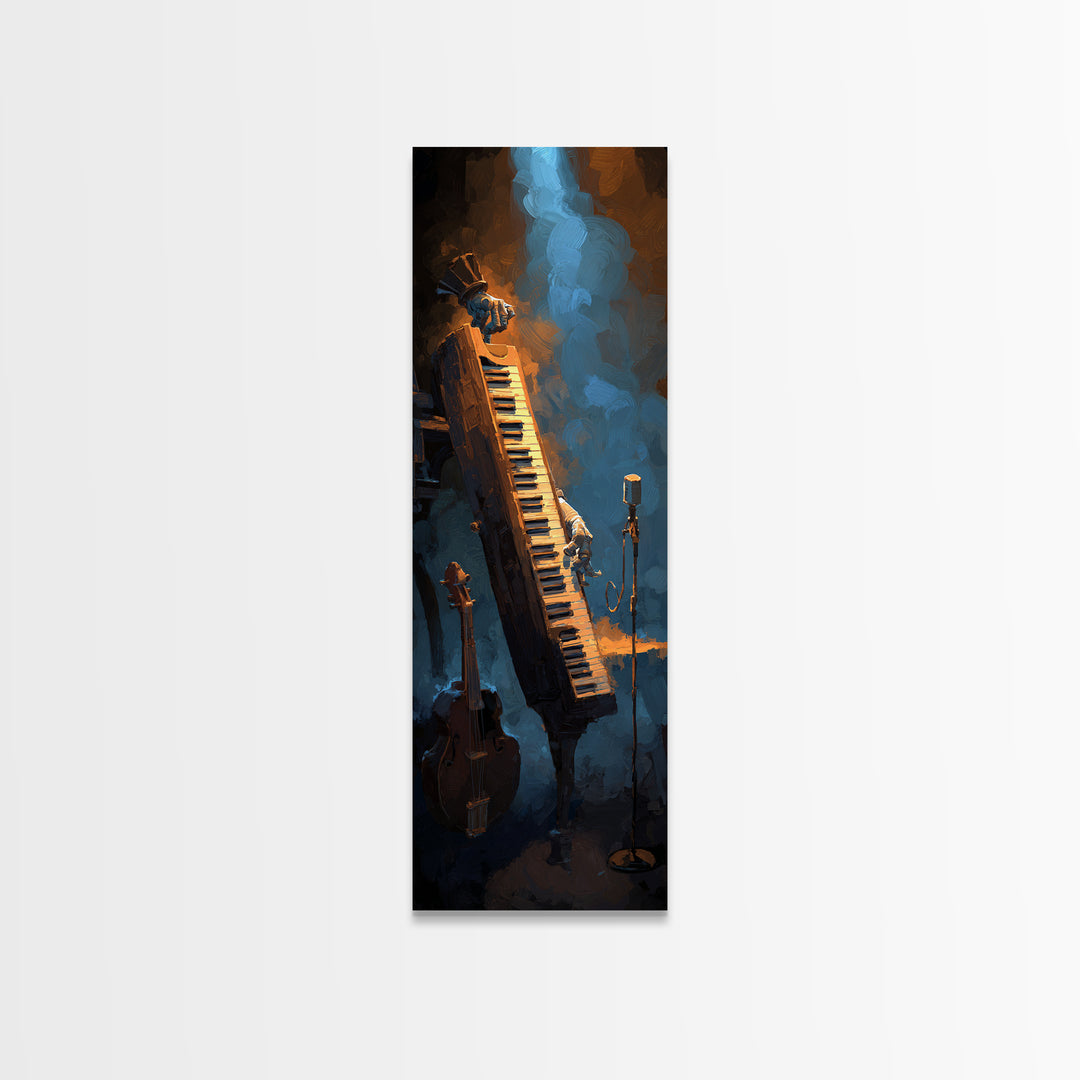 Piano Keys with Hands in Cinematic Shadow Canvas Print, Music Studio Art, Watercolor Print, Studio Decor, Fine Art, Rhythm, MSA-1x3-41