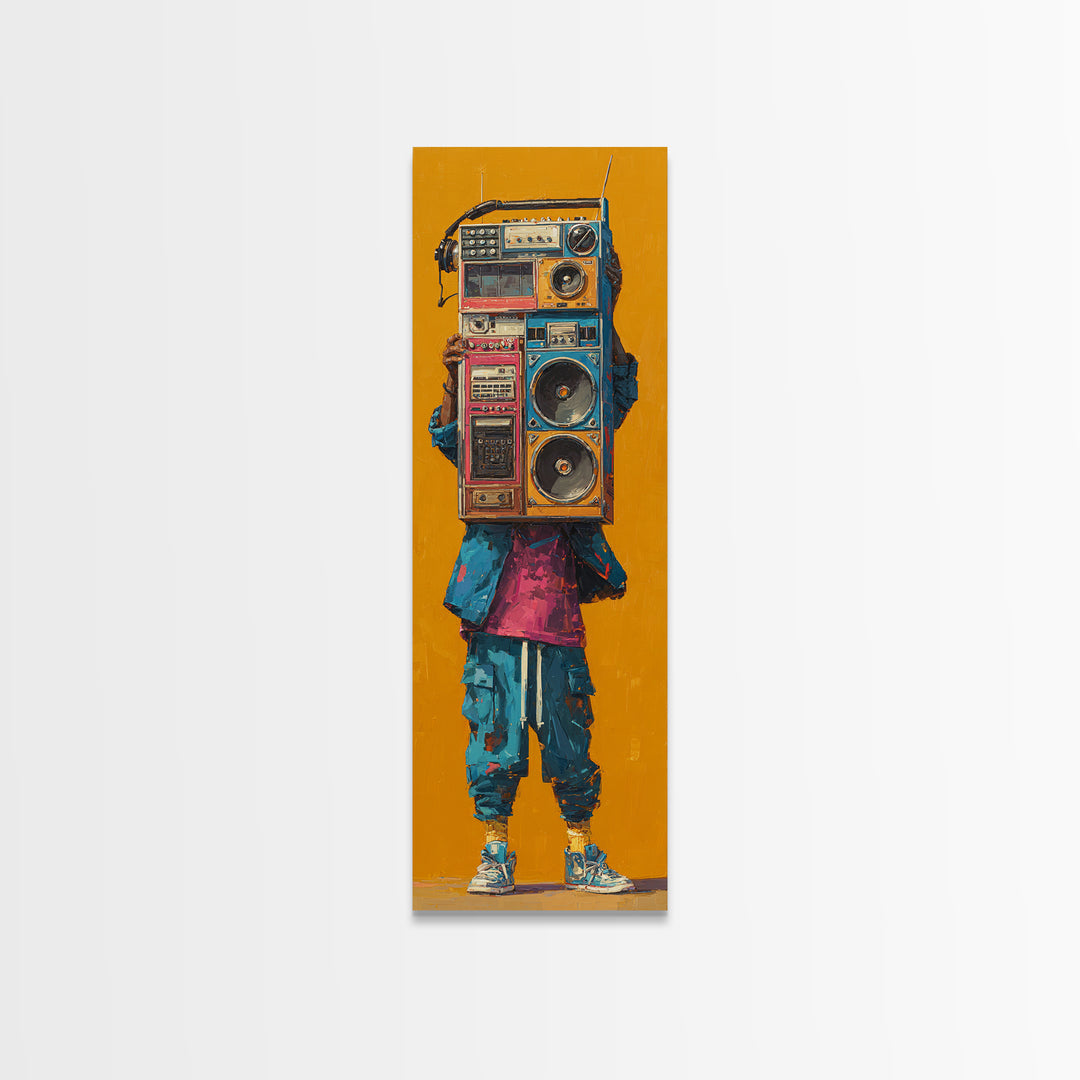Hip Hop Boombox Canvas Print, Music Studio Art, Music Gift, Studio Decor, Fine Art, Rhythm, Room Decor, Textured Painting, MSA-1x3-5