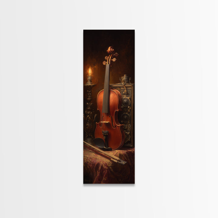 Violin and Bow Framed Canvas Print, Music Studio Art, Home Decor, Studio Decor, Rhythm, Music Wall Art, Wall Art Printable, MSA-1x3-52