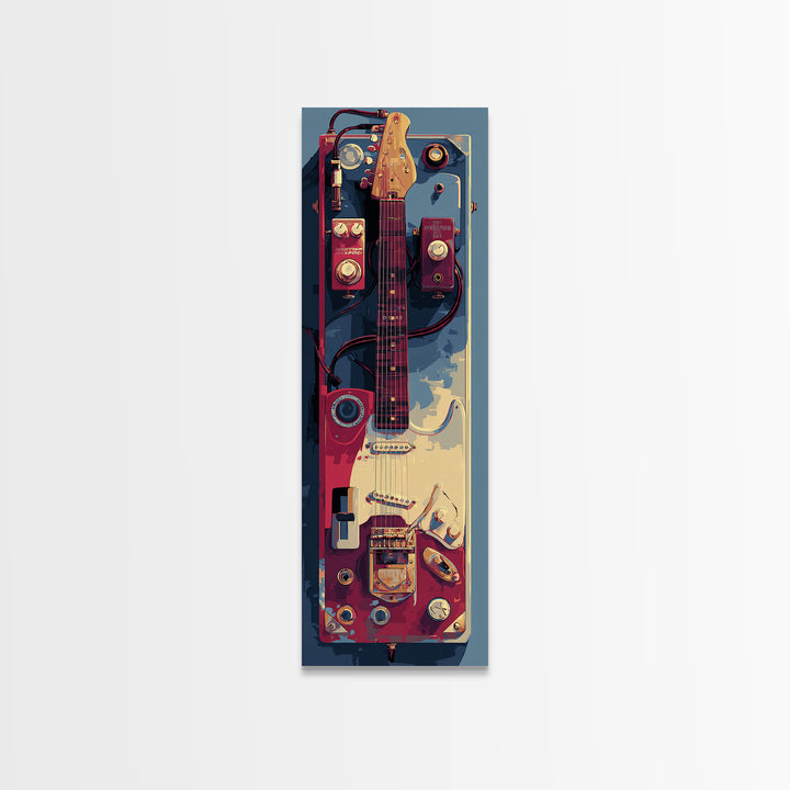 Electric Guitar Pedals and Cables Graphic Art Canvas Print, Music Studio Art, Fine Art Print, Studio Decor, Abstract Art, MSA-1x3-57