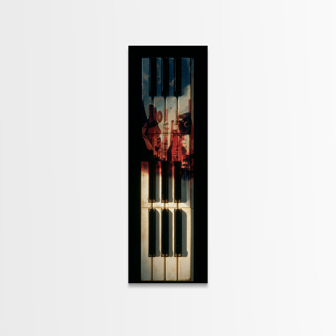 Piano Keys with Hands in Cinematic Shadow Canvas Print, Music Studio Art, Music Art, Studio Decor, Rhythm, Modern Decor, MSA-1x3-89