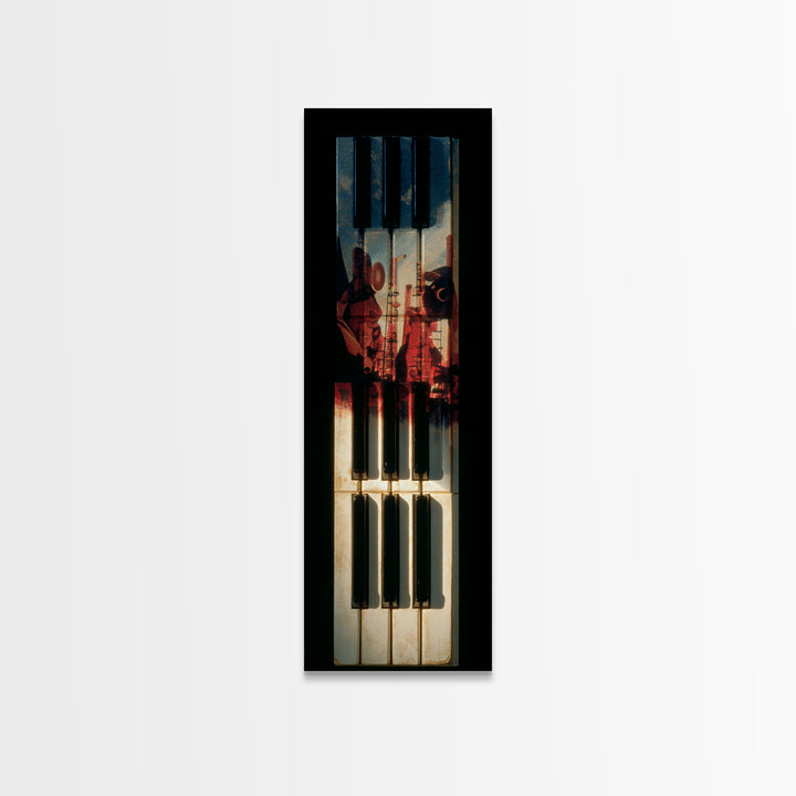 Piano Keys with Hands in Cinematic Shadow Canvas Print, Music Studio Art, Music Art, Studio Decor, Rhythm, Modern Decor, MSA-1x3-89