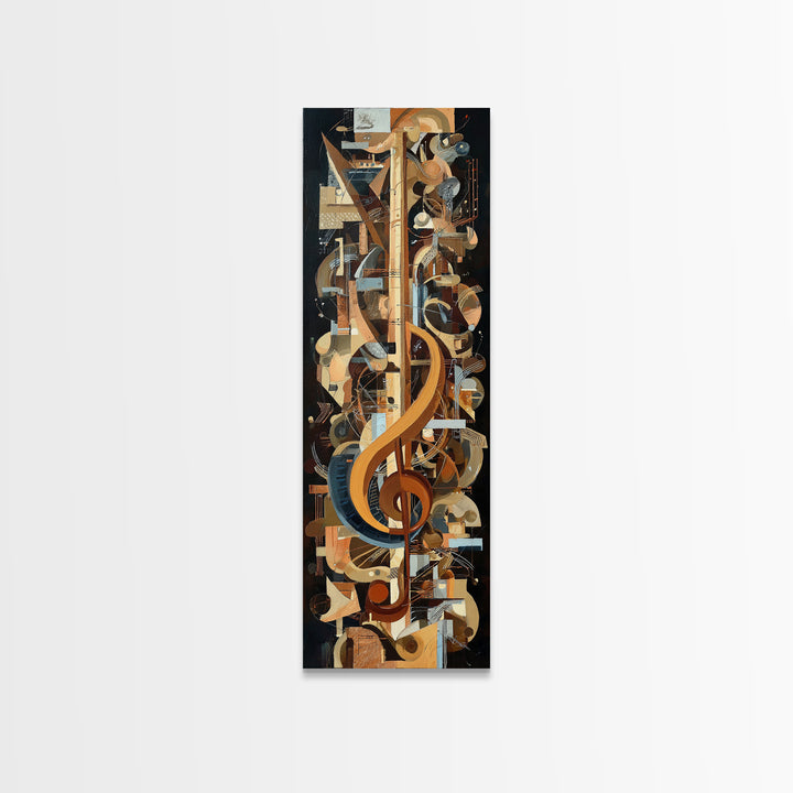 Musical Notes as Abstract Floating Shapes Without Framed Canvas Print, Music Studio Art, Music Posters, Studio Decor, Rhythm, MSA-1x3-96