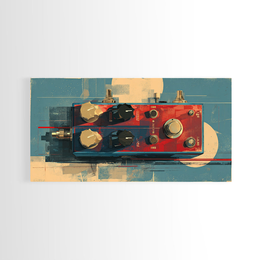 Electric Guitar Pedals and Cables Graphic Art Canvas Print, Music Studio Art, Contemporary Art, Studio Decor, Fine Art, Rhythm, MSA-2x1-41