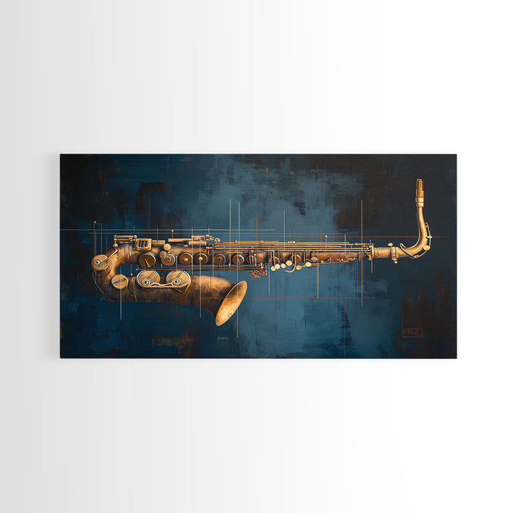 Abstract Rhythm Lines Like Painted Music Framed Canvas Print, Music Studio Art, Metal Wall Art, Studio Decor, Fine Art, Rhythm, MSA-2x1-43
