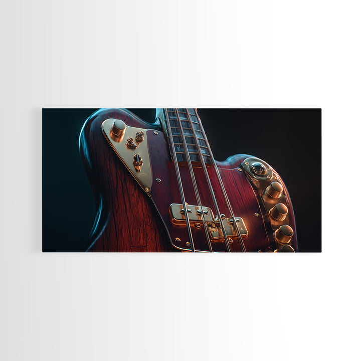 Bass Guitar Closeup Canvas Print, Music Studio Art, Music, Studio Decor, Rhythm, Digital Download Art, Painting from Photo, MSA-2x1-57