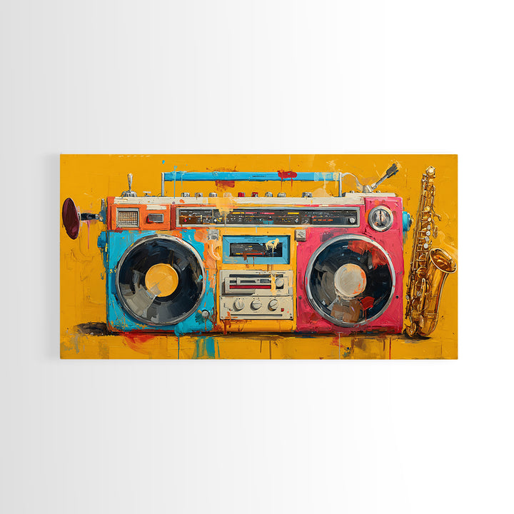 Hip Hop Boombox Canvas Print, Music Studio Art, Printable Wall Art, Studio Decor, Fine Art, Rhythm, Painting from Photo, MSA-2x1-61