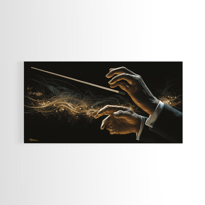 Orchestra Conductor Hands Canvas Print, Music Studio Art, Digital Wall Art, Studio Decor, Fine Art, Rhythm, Commission Painting, MSA-2x1-64