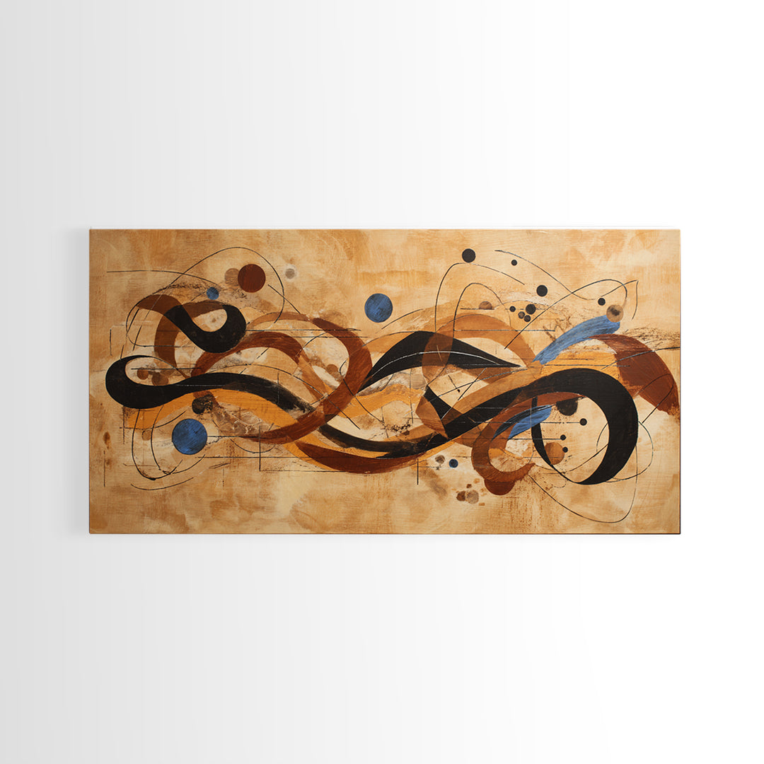 Abstract Rhythm Lines Like Painted Music Framed Canvas Print, Music Studio Art, Music Lover Gift, Studio Decor, Rhythm, MSA-2x1-67